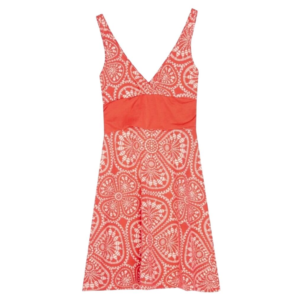 Patagonia Bandha Summer Sundress, Coral Pink Floral Geometric Print, Medium